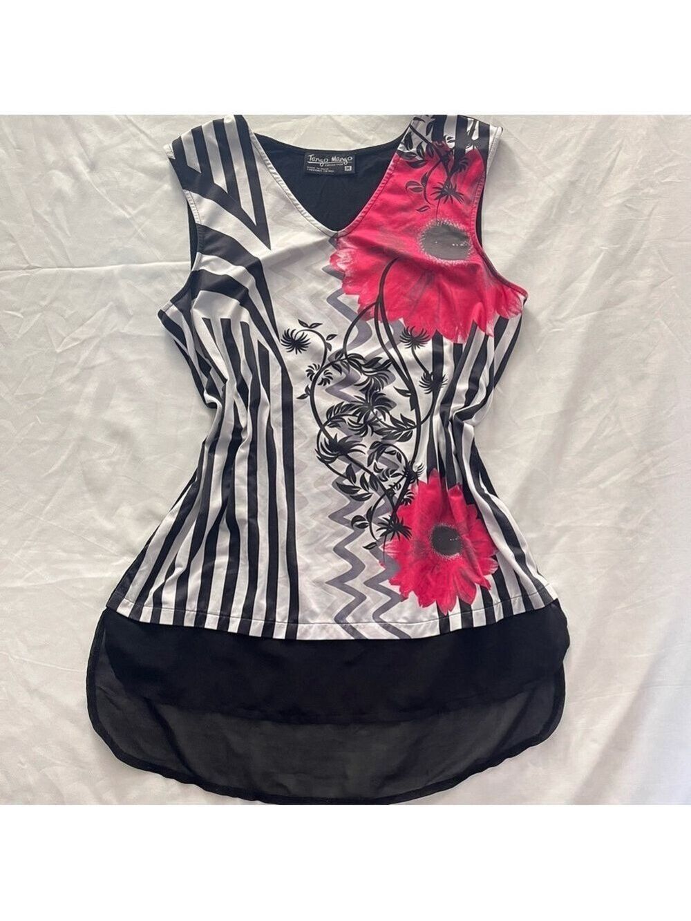 3/ $20 Tango Mango Floral Stripe Layered Tunic Tank Top M